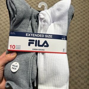 NWT Fila men’s extended size crew socks 10 pairs